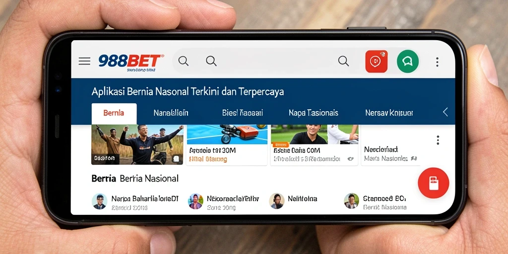 Tampilan antarmuka aplikasi Berita Nasional 988BET.