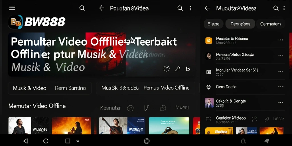 Antarmuka BW888 yang intuitif untuk pemutaran video offline.