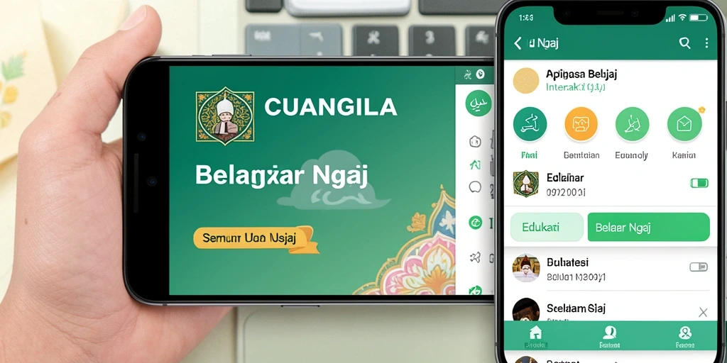 Tampilan antarmuka aplikasi CUANGILA untuk Belajar Ngaji yang interaktif.