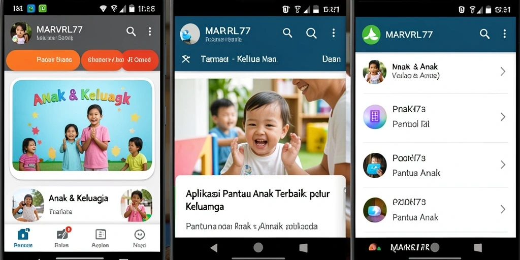 Tampilan antarmuka aplikasi MARVRL77 untuk memantau anak dengan mudah.