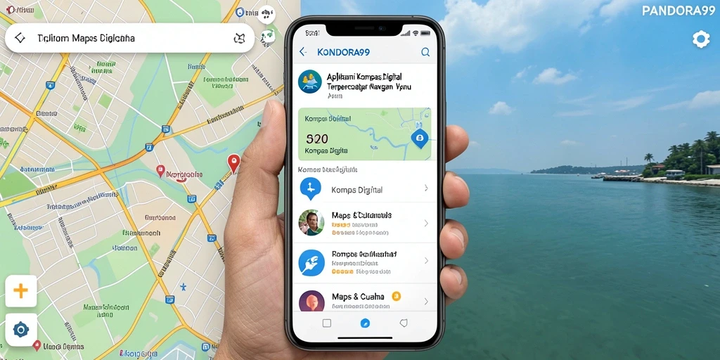 Antarmuka PANDORA99 dengan fungsi kompas digital yang jelas dan informatif.